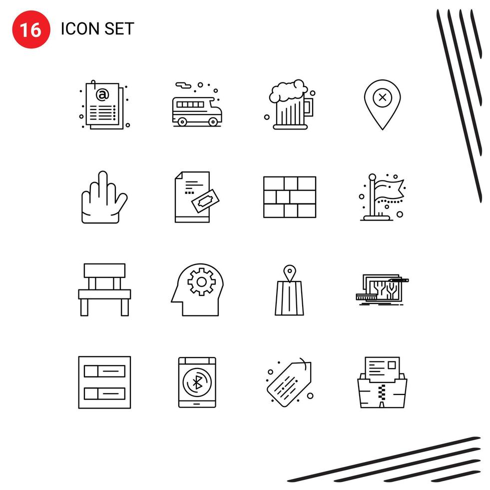 voorraad vector icoon pak van 16 lijn tekens en symbolen voor hou op gebaar vader pin kaart bewerkbare vector ontwerp elementen