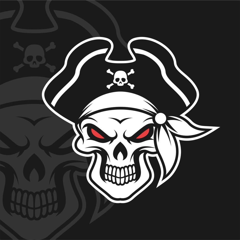 schedel piraten zwart wit vector
