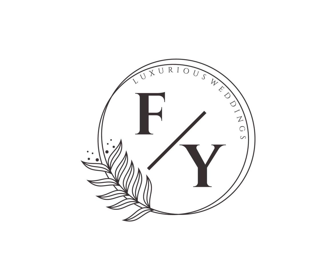 fy initialen brief bruiloft monogram logos sjabloon, hand- getrokken modern minimalistisch en bloemen Sjablonen voor uitnodiging kaarten, opslaan de datum, elegant identiteit. vector