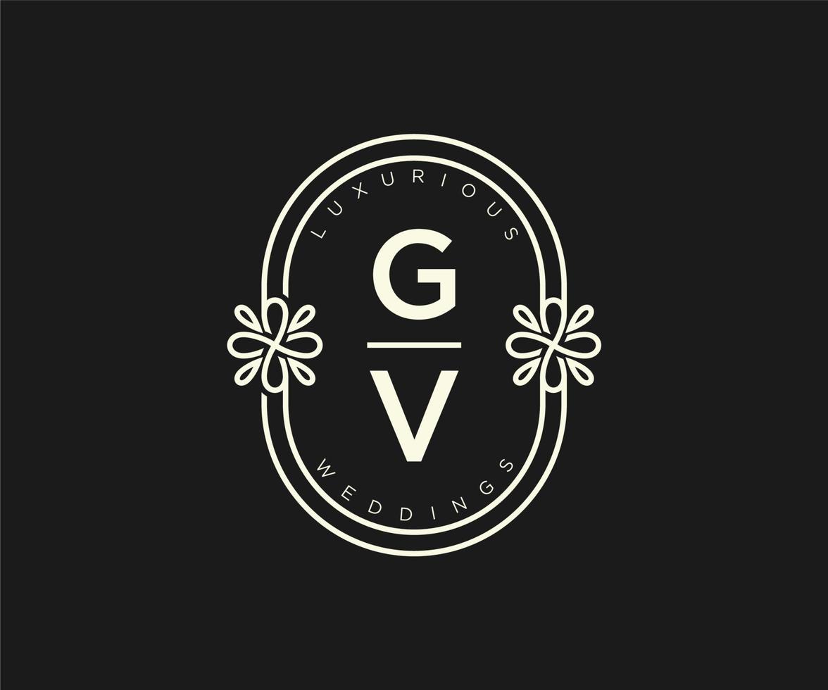 gv initialen brief bruiloft monogram logos sjabloon, hand- getrokken modern minimalistisch en bloemen Sjablonen voor uitnodiging kaarten, opslaan de datum, elegant identiteit. vector