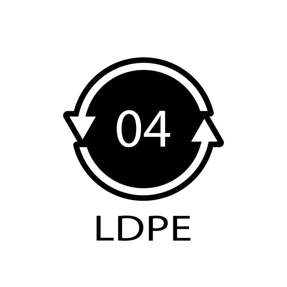 ldpe 04 recyclingcode symbool. plastic recycling vector lage dichtheid polyethyleen teken.