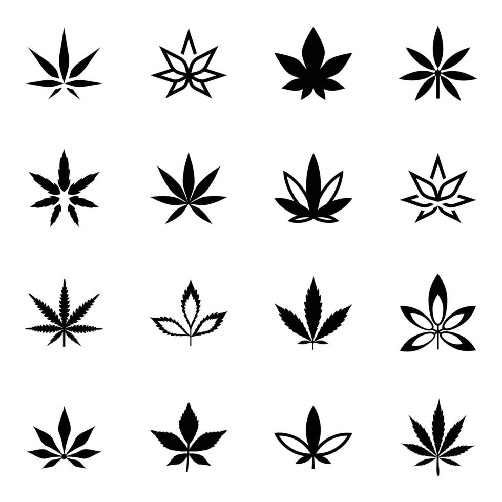 pak van marihuana glyph pictogrammen vector