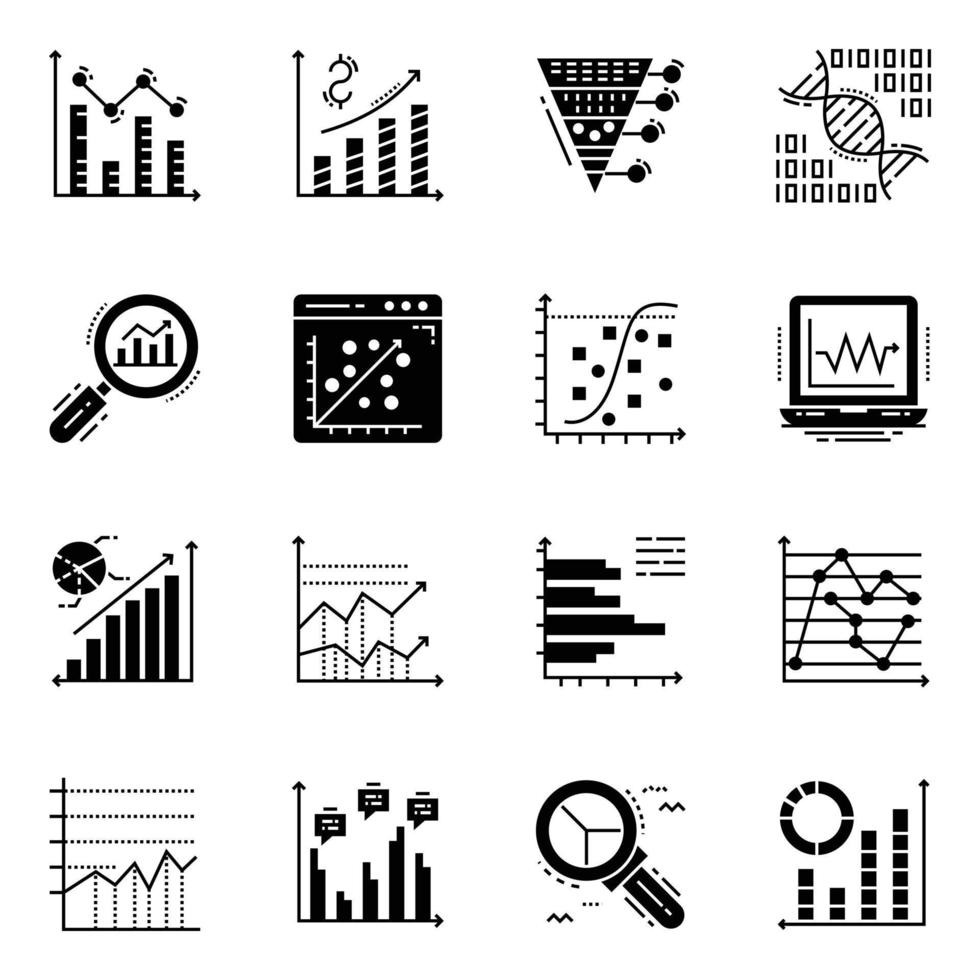 zakelijke analyse solide pictogrammen pack vector