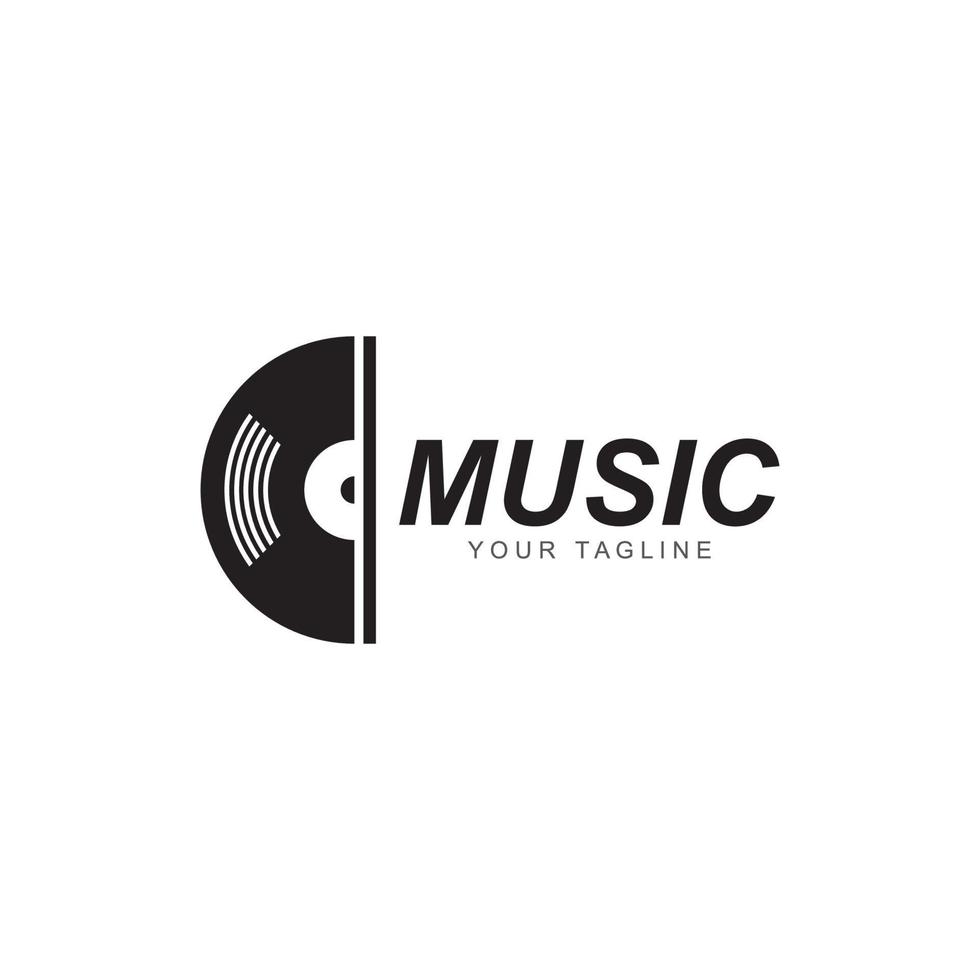 vinyl schijf Vermelding muziek- logo vector icoon illustratie