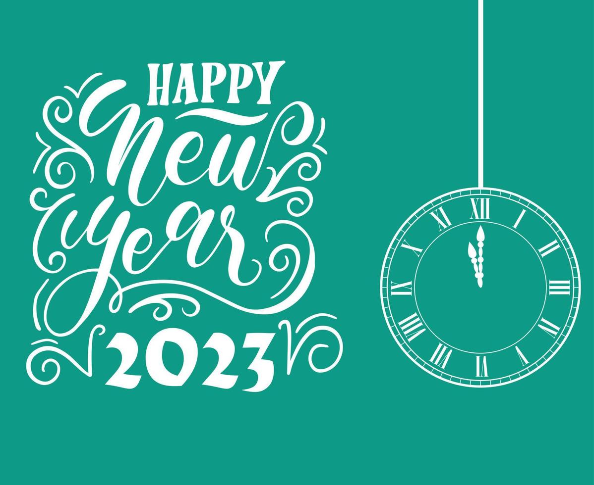 gelukkig nieuw jaar 2023 vakantie abstract vector illustratie ontwerp wit met groen achtergrond