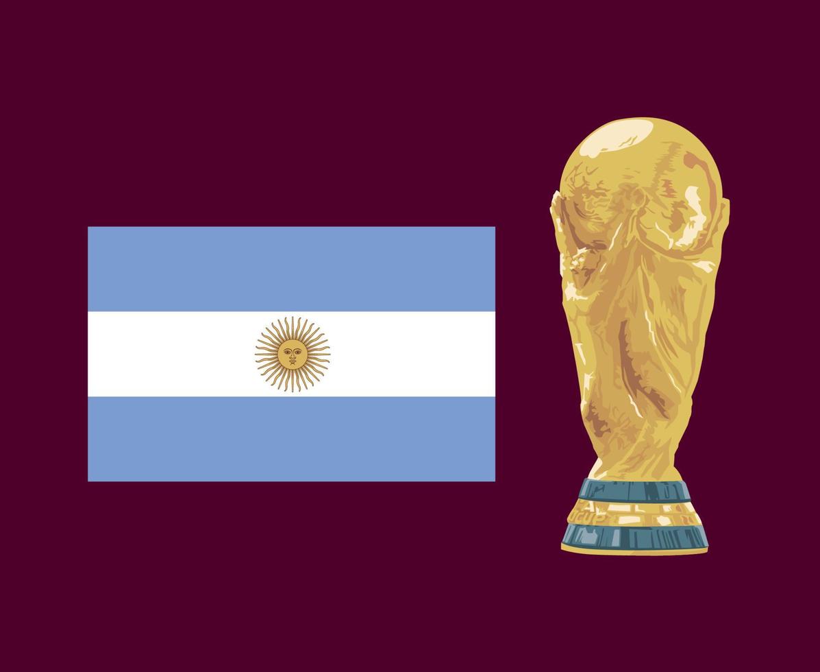 Argentinië vlag embleem met wereld kop trofee laatste Amerikaans voetbal symbool ontwerp Latijns Amerika vector Latijns Amerikaans landen Amerikaans voetbal teams illustratie