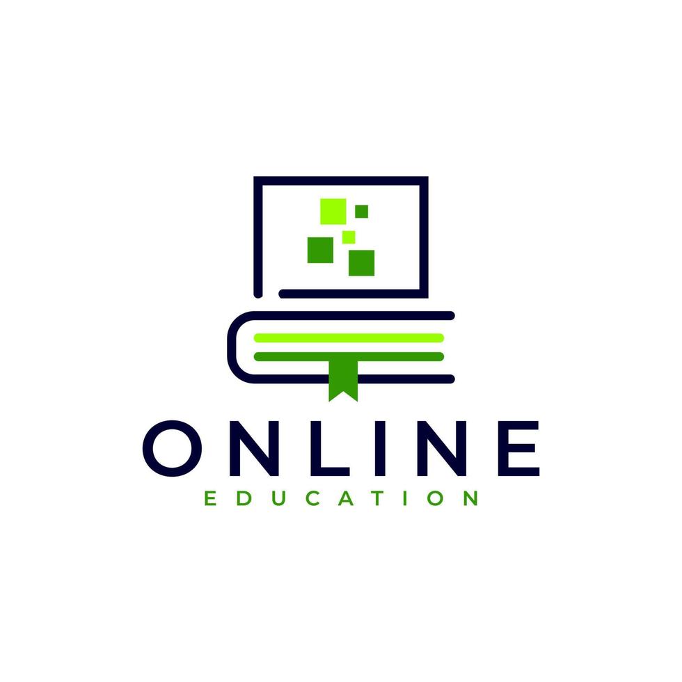 online boek onderwijs logo vector icoon illustratie. pixel boek onderwijs concept. boek toezicht houden op met pixels