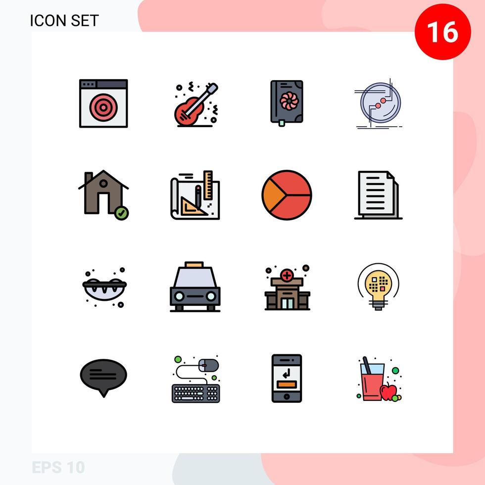 16 universeel vlak kleur gevulde lijnen reeks voor web en mobiel toepassingen gebouwen koppeling boek verbinding keten bewerkbare creatief vector ontwerp elementen