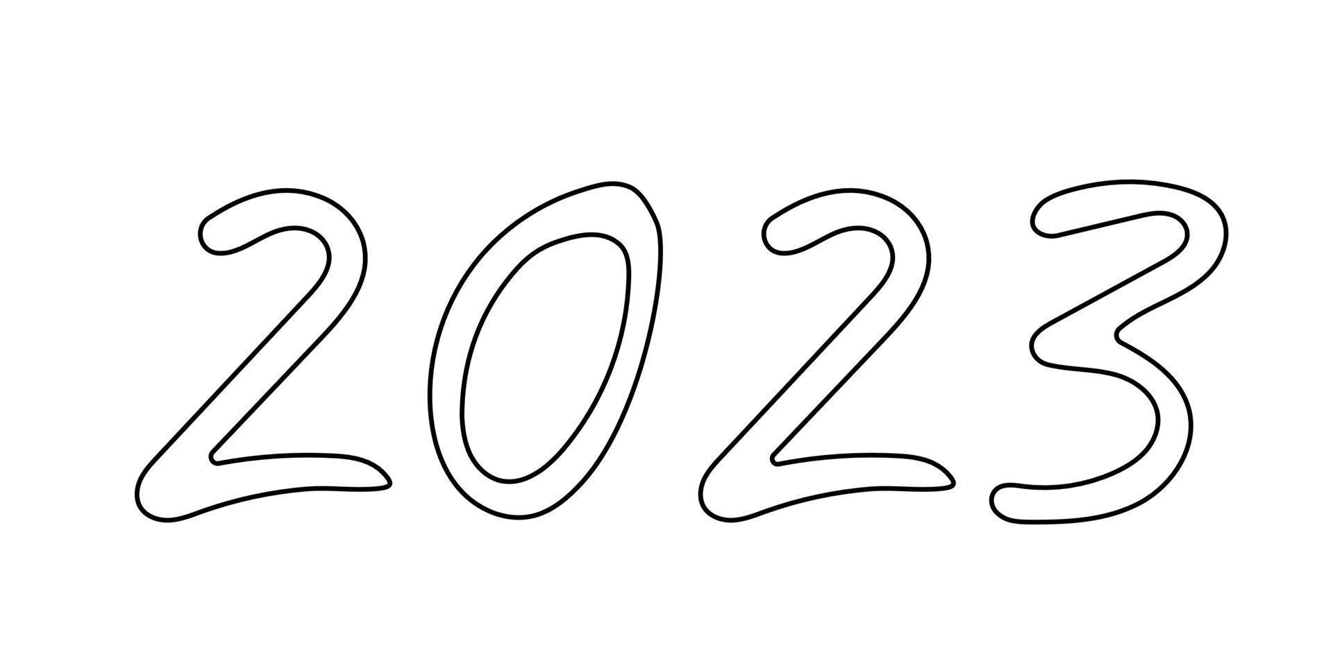 opschrift 2023 kleur bladzijde. tekening, lijn kunst element. vector illustratie.