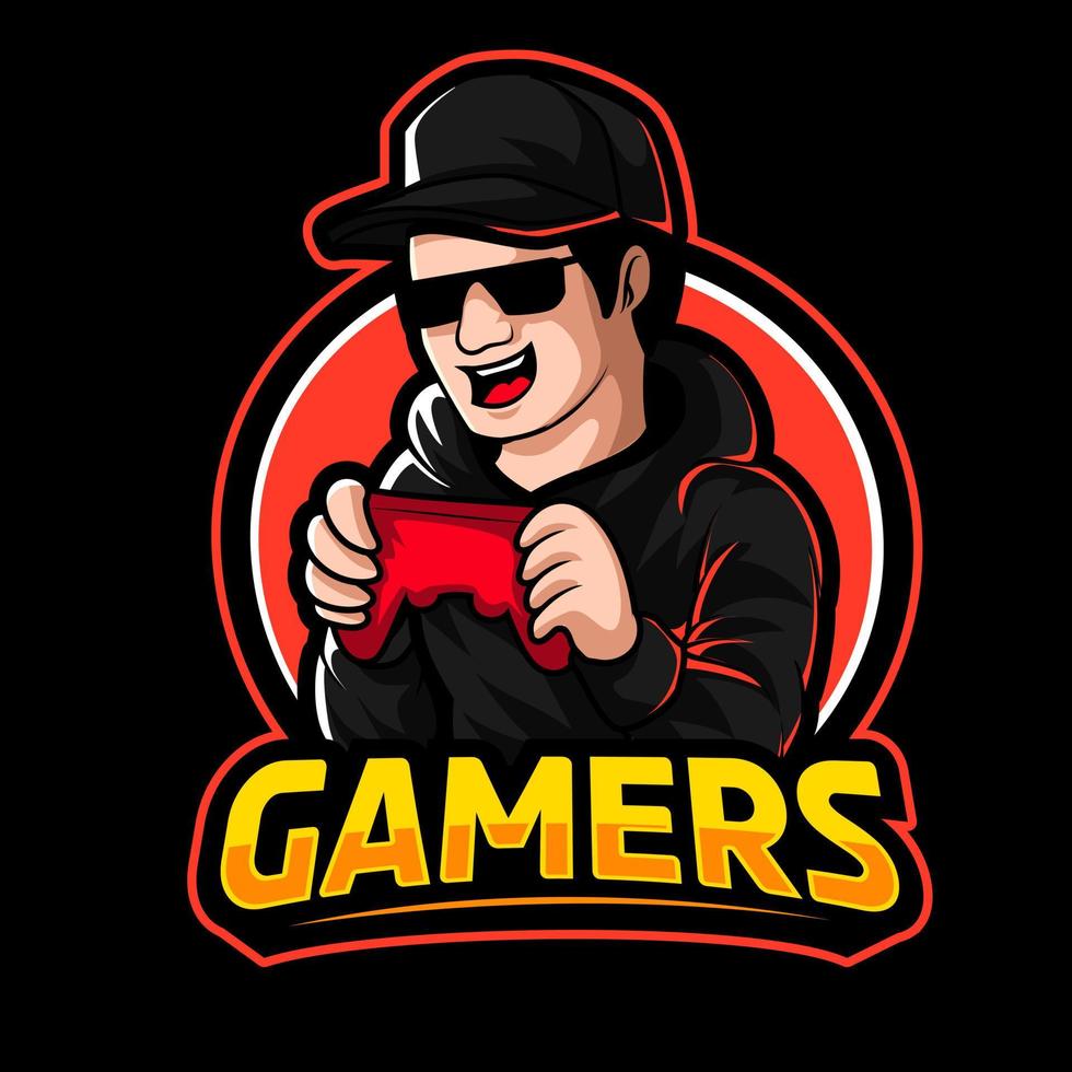 pro gamer. mascotte gamer logo vector illustratie