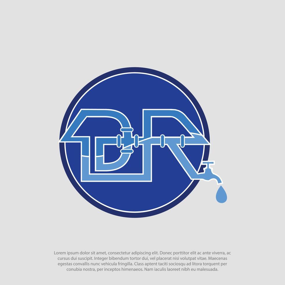 modern dr brief loodgieter afvoer bedrijf logo. creatief embleem water druppeltje ontwerp. eerste merk sjabloon. vector