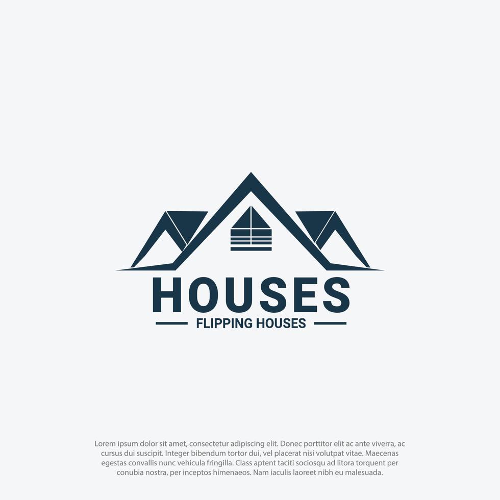 gemakkelijk echt landgoed logo, huis dak concept. creatief huisvesting, bouw, flippen, architectuur bedrijf logo icoon concept vector