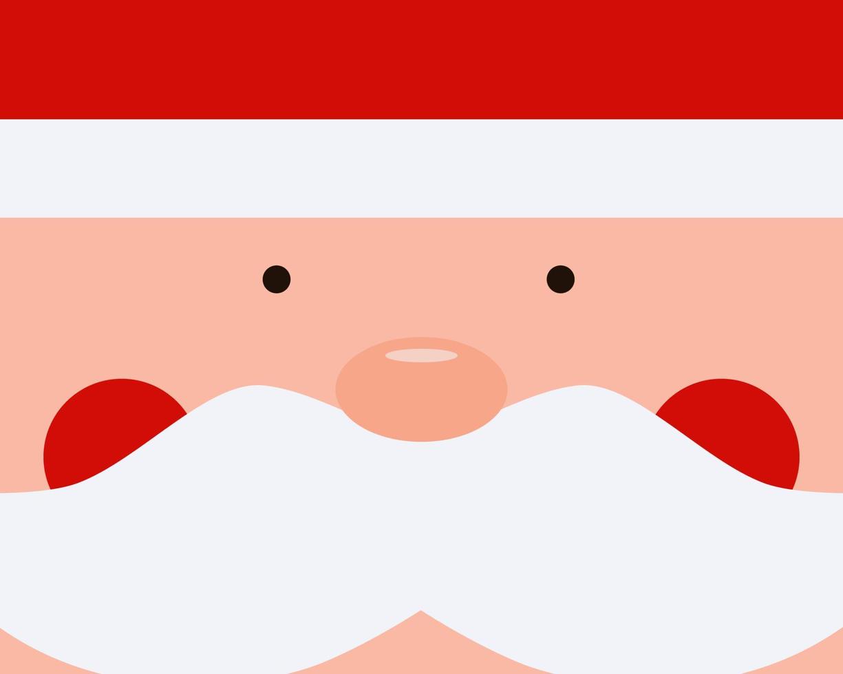 dichtbij omhoog santa's gezicht met zijn rood hoed. vrolijk Kerstmis concept. tekenfilm vector stijl voor uw ontwerp.