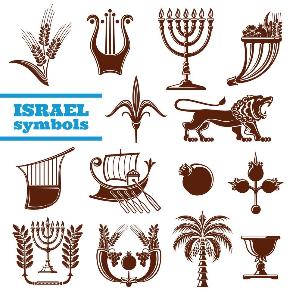 Israël cultuur, geschiedenis, jodendom religie symbolen vector