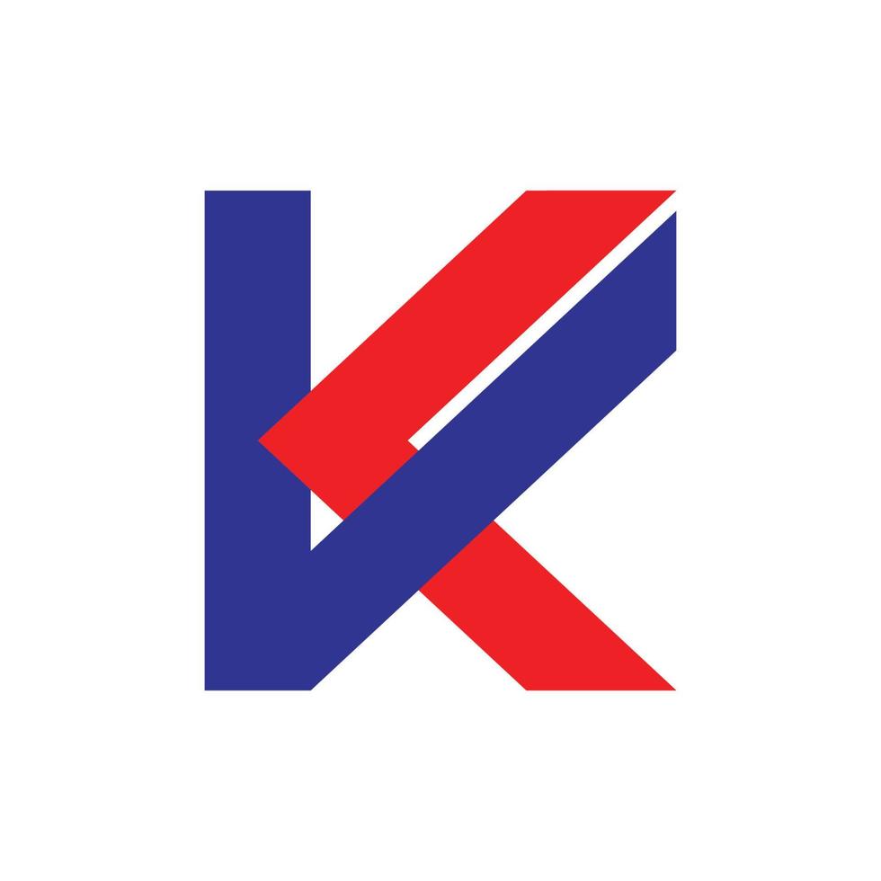 brief vk kleurrijk meetkundig lijn logo vector