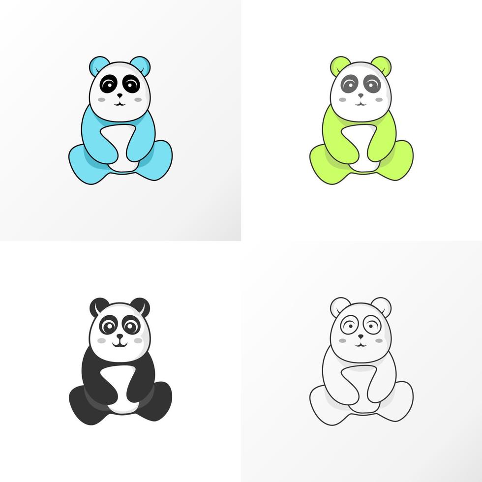 schattig panda in zittend beeld grafisch icoon logo ontwerp abstract concept vector voorraad. kan worden gebruikt net zo een symbool geassocieerd dier of tekenfilm