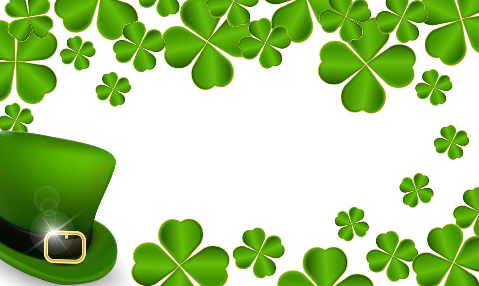 st. Patrick dag banier ontwerp sjabloon met groen hoed en Klaver vector