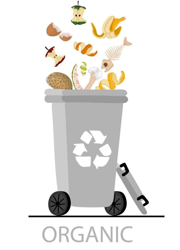biologisch verspilling en afval. verspilling sorteren concept vector