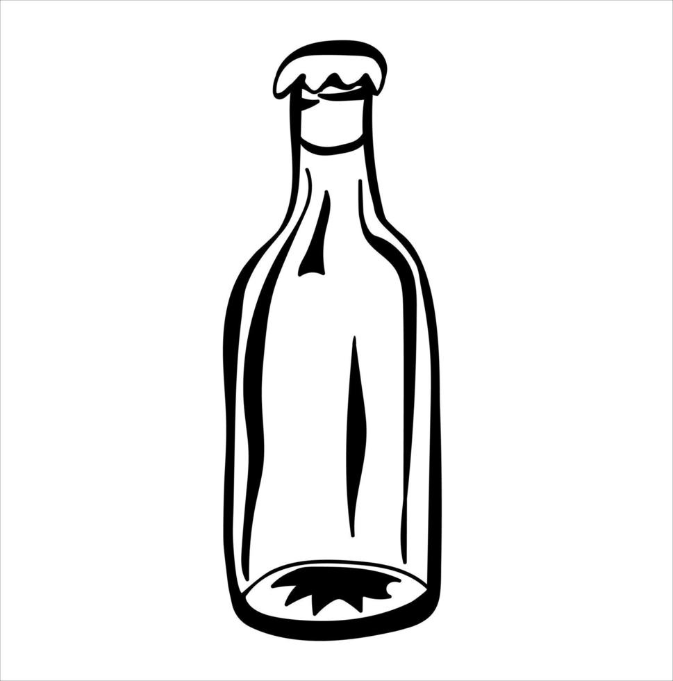 hand getekend bier fles in tekening stijl vector