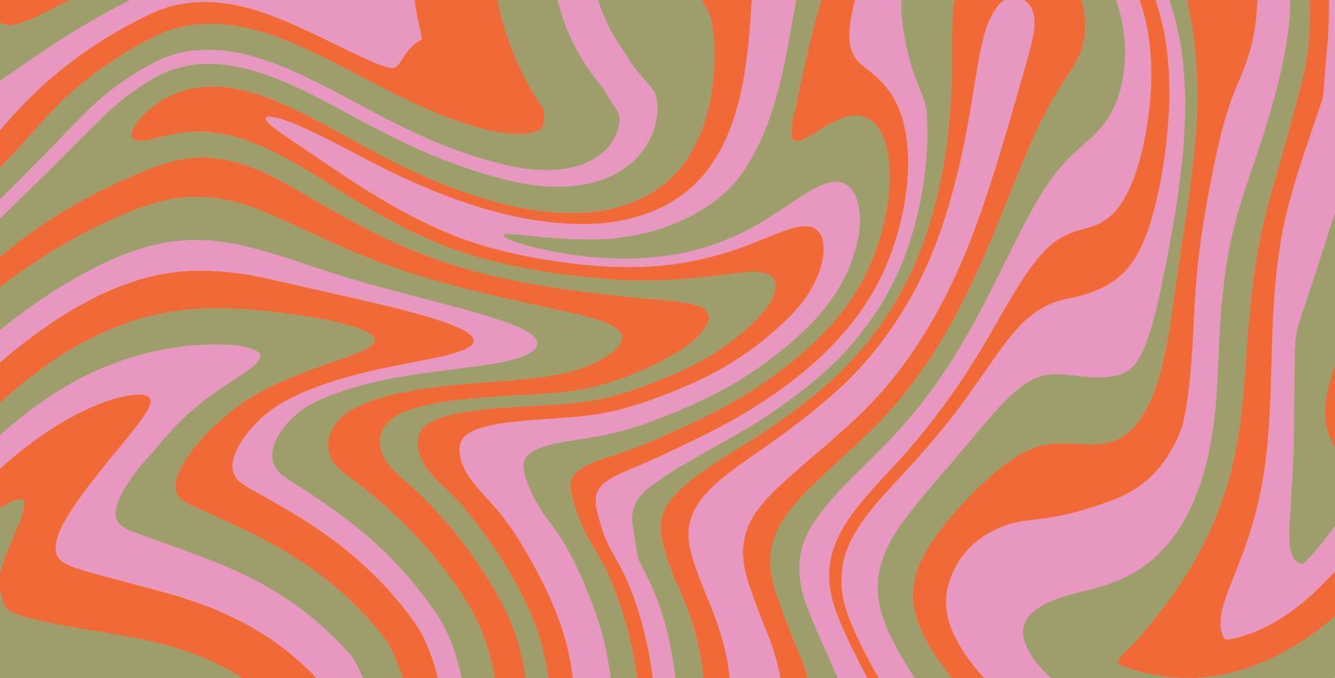 golvend kolken groovy patroon. jaren zeventig stijl, hippie achtergrond, psychedelisch Golf behang. hand- getrokken vlak vector illustratie
