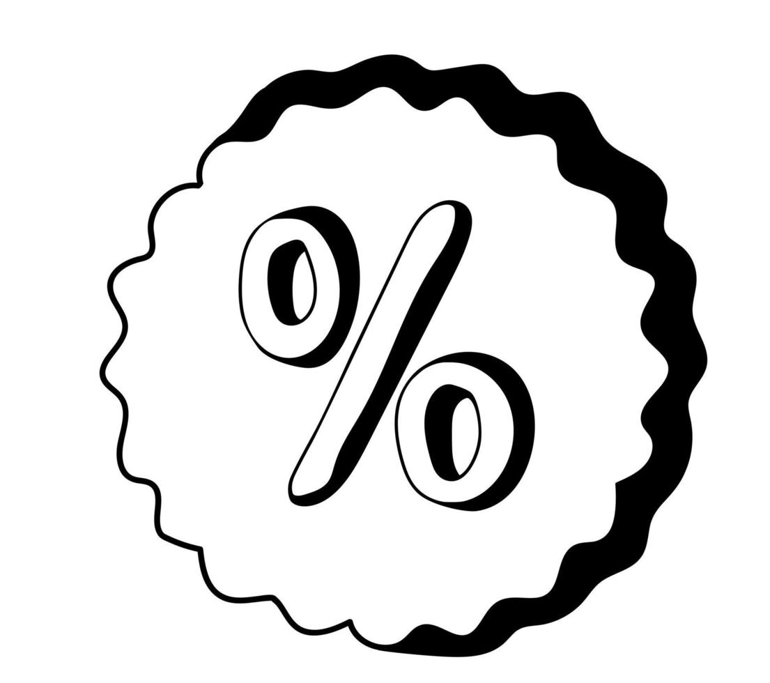 hand- getrokken percentage icoon in tekening stijl vector