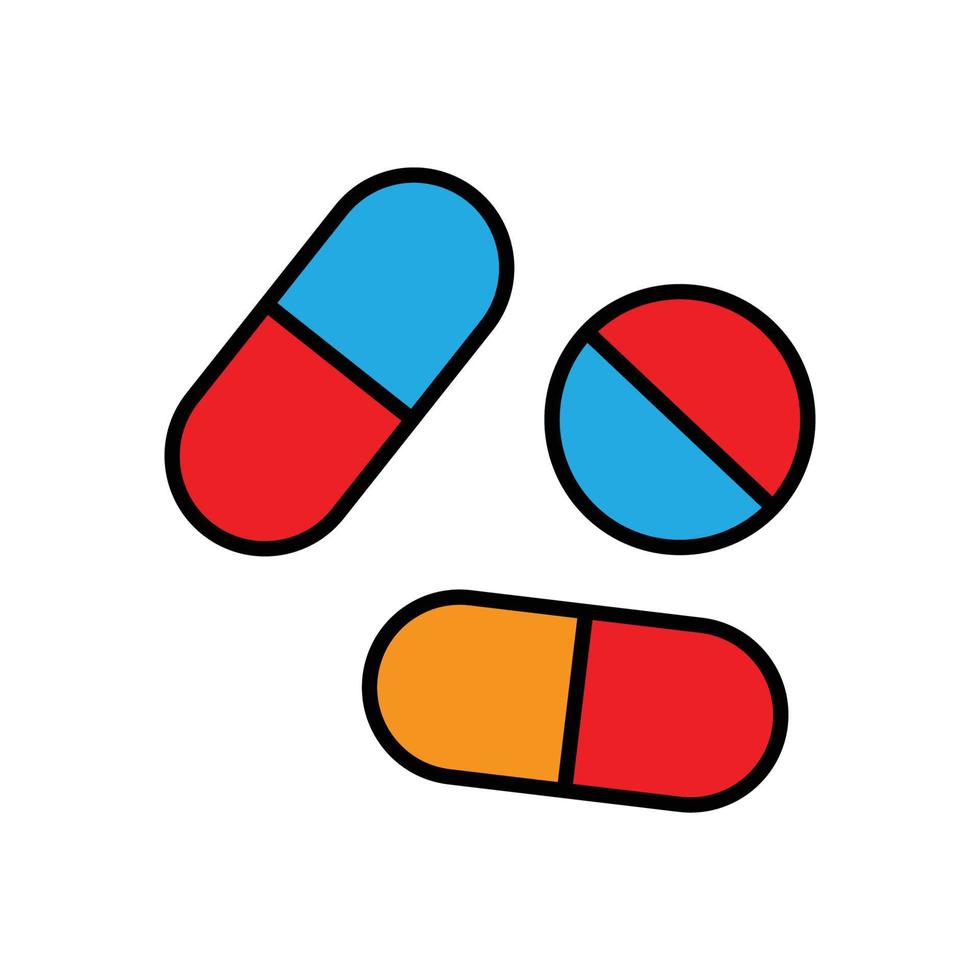 tablets pillen icoon illustratie. schets kleur icoon stijl. icoon verwant naar gezondheidszorg en medisch. gemakkelijk vector ontwerp bewerkbare
