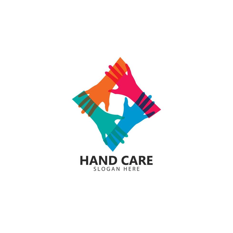 hand- symbool gemeenschap zorg logo vector illustratie