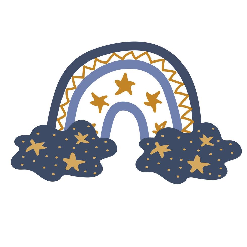 regenboog illustratie met wolken en sterren voor baby's vector