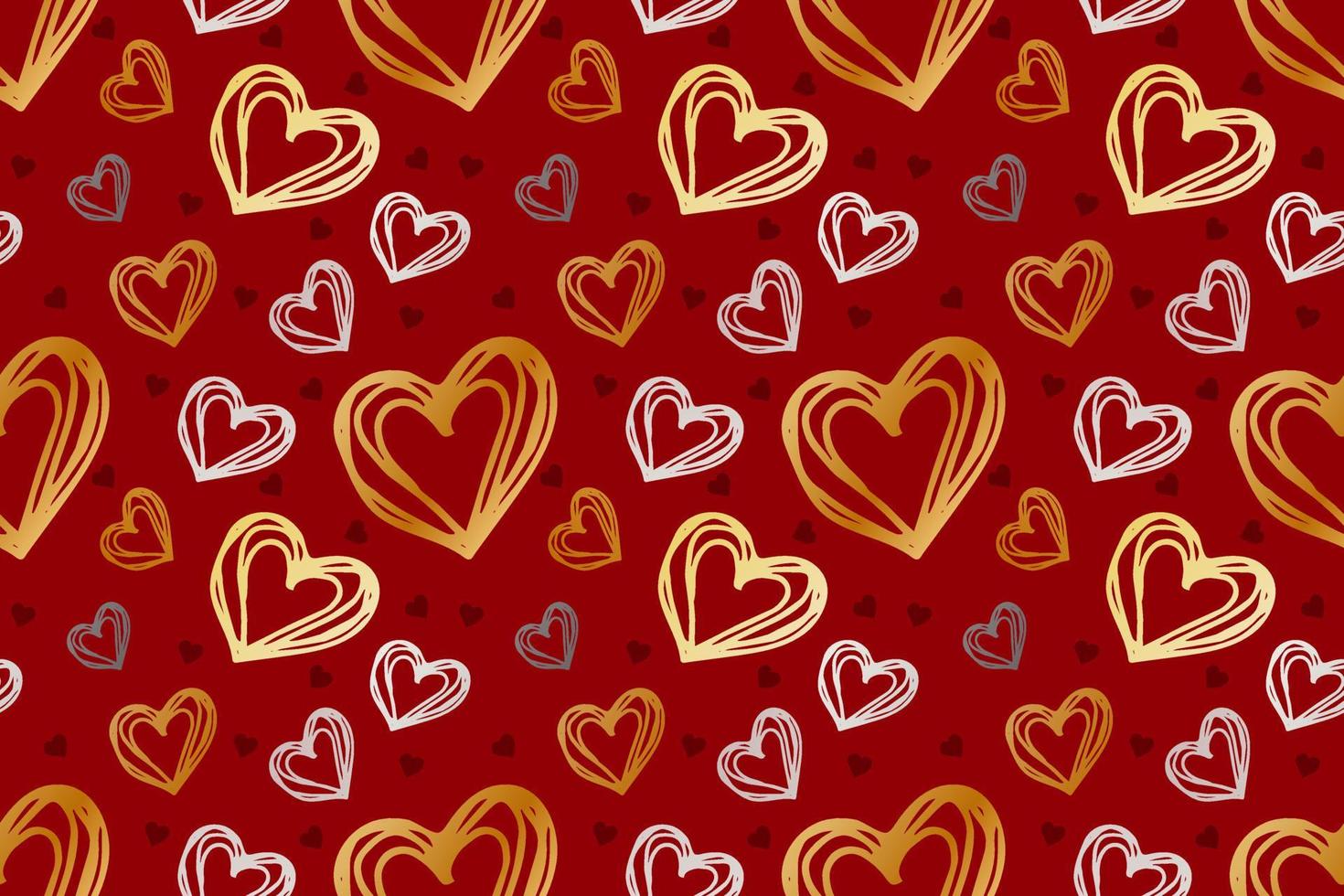 gelukkig valentijnsdag dag luxe achtergrond met hand getekend harten. naadloos patroon vector