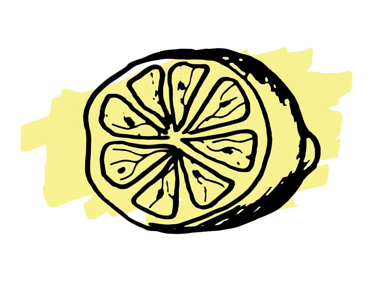 hand- getrokken tekening plak van citroen. vector