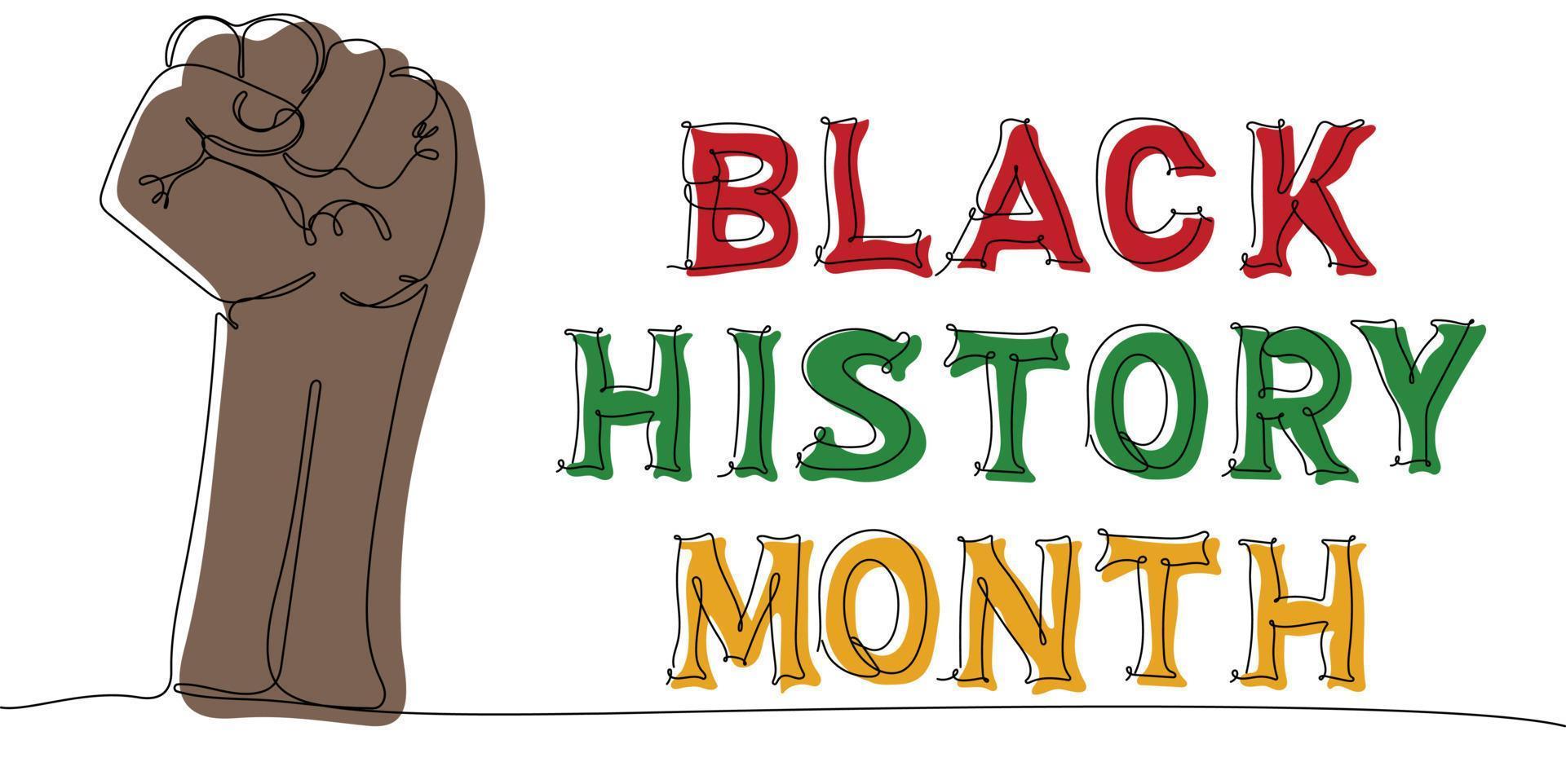 zwart geschiedenis maand kaart witn vuist vector