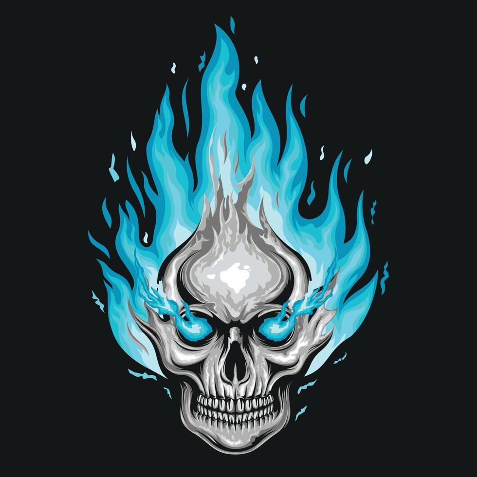 blauw brand schedel hoofd illustratie vector