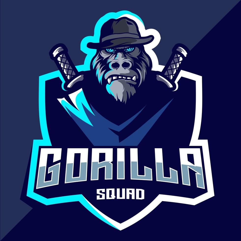 gorilla ploeg esport logo ontwerp vector