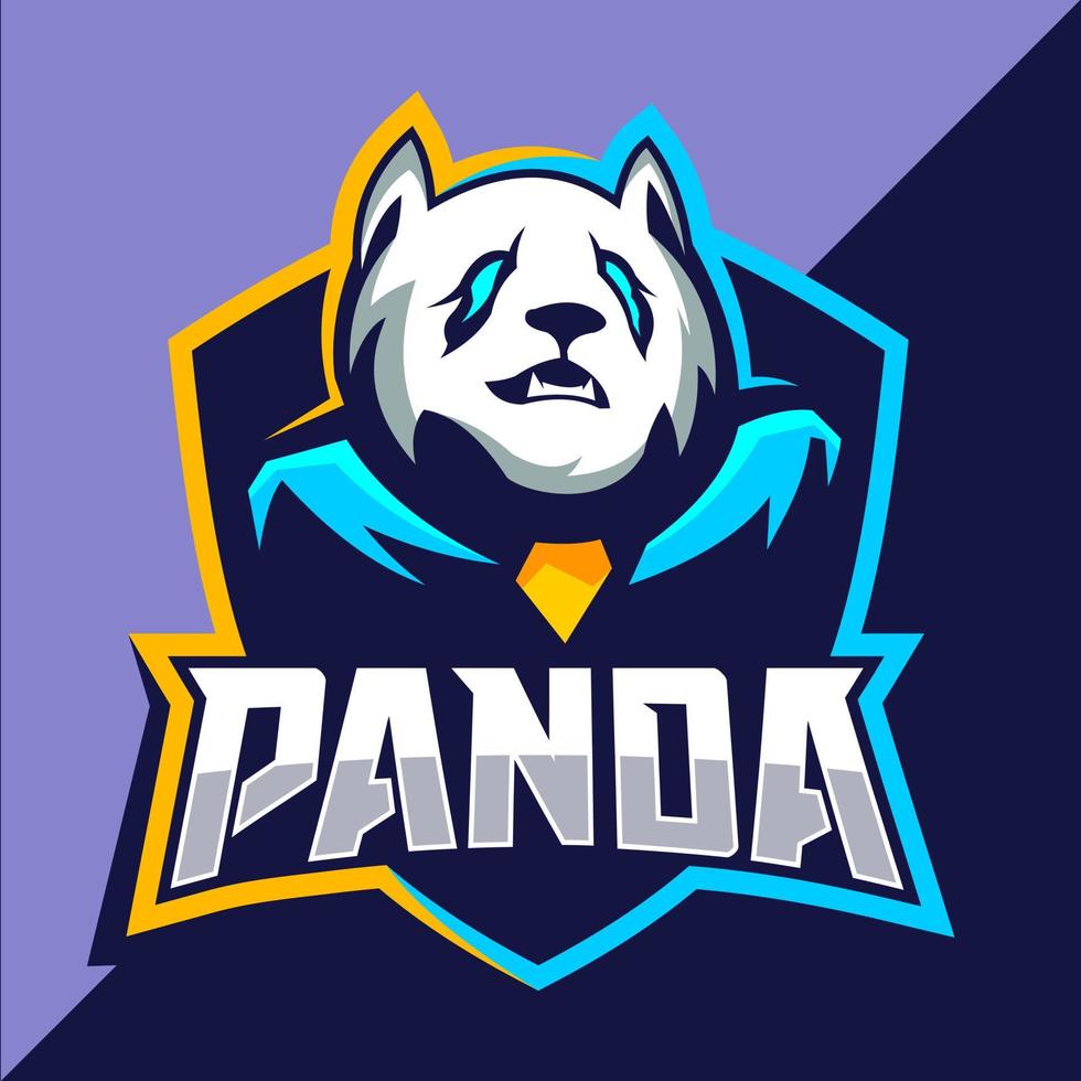 panda mascotte esport logo ontwerp vector