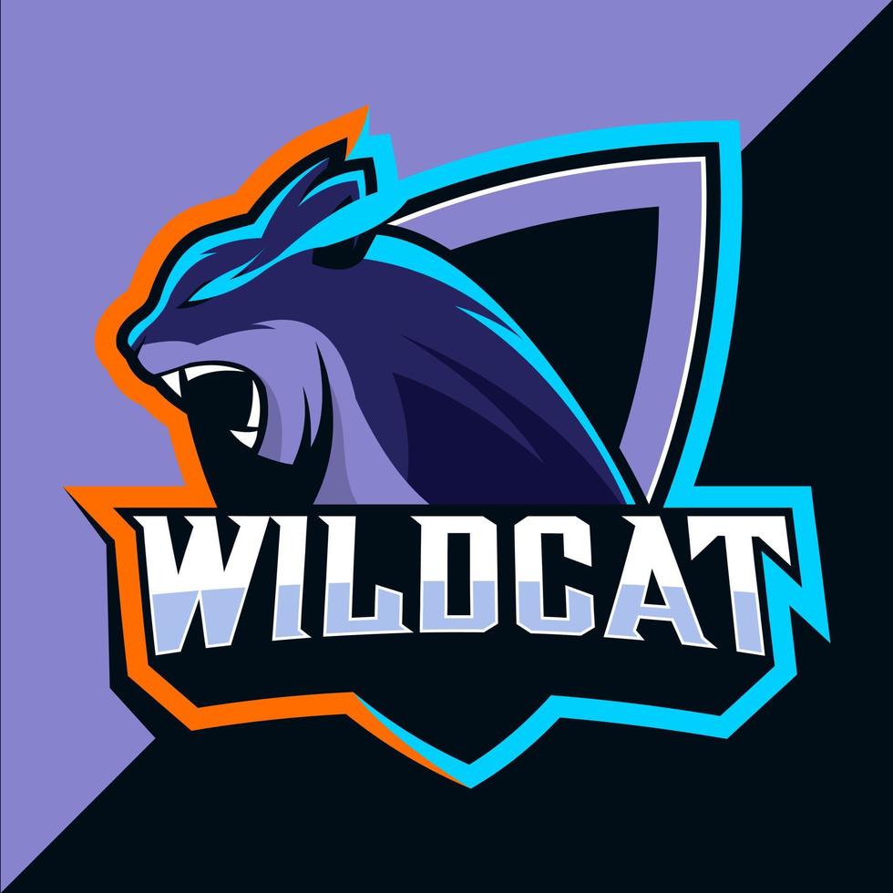 wilde katten mascotte esport logo ontwerp vector