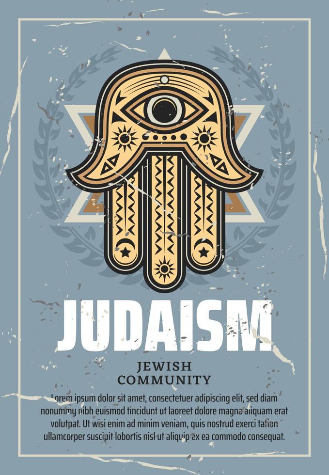 hamsa talisman en ster van david, jodendom religie vector