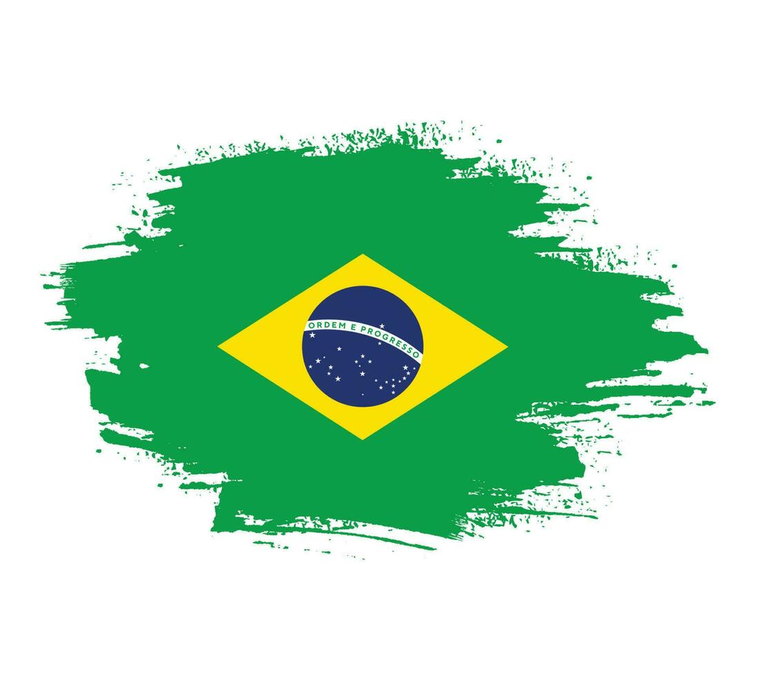 inkt borstel beroerte Brazilië vlag vector