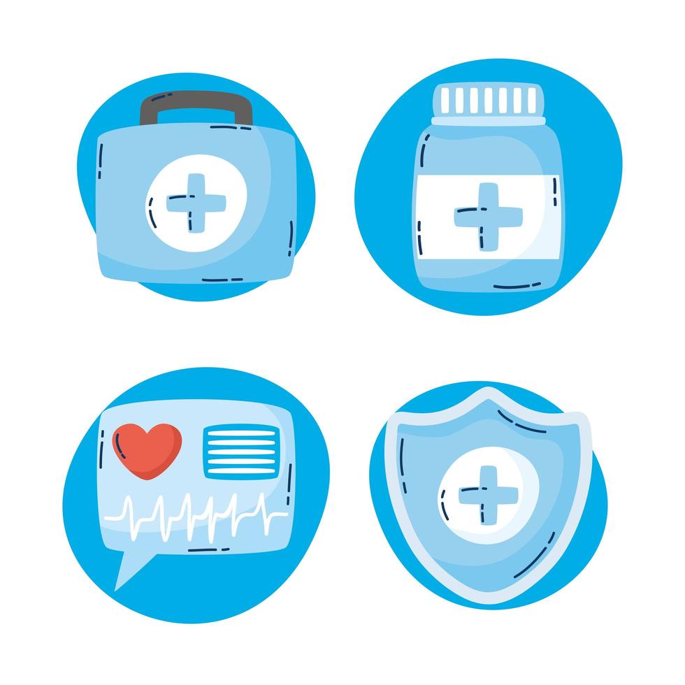 online gezondheidstechnologie icon set vector