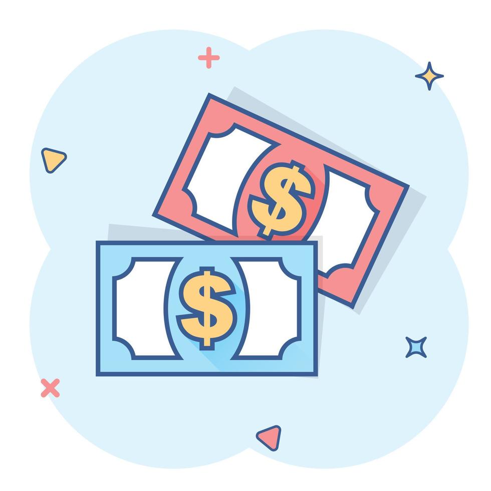 tekenfilm geld icoon in grappig stijl. dollar geld teken illustratie pictogram. munt plons bedrijf concept. vector