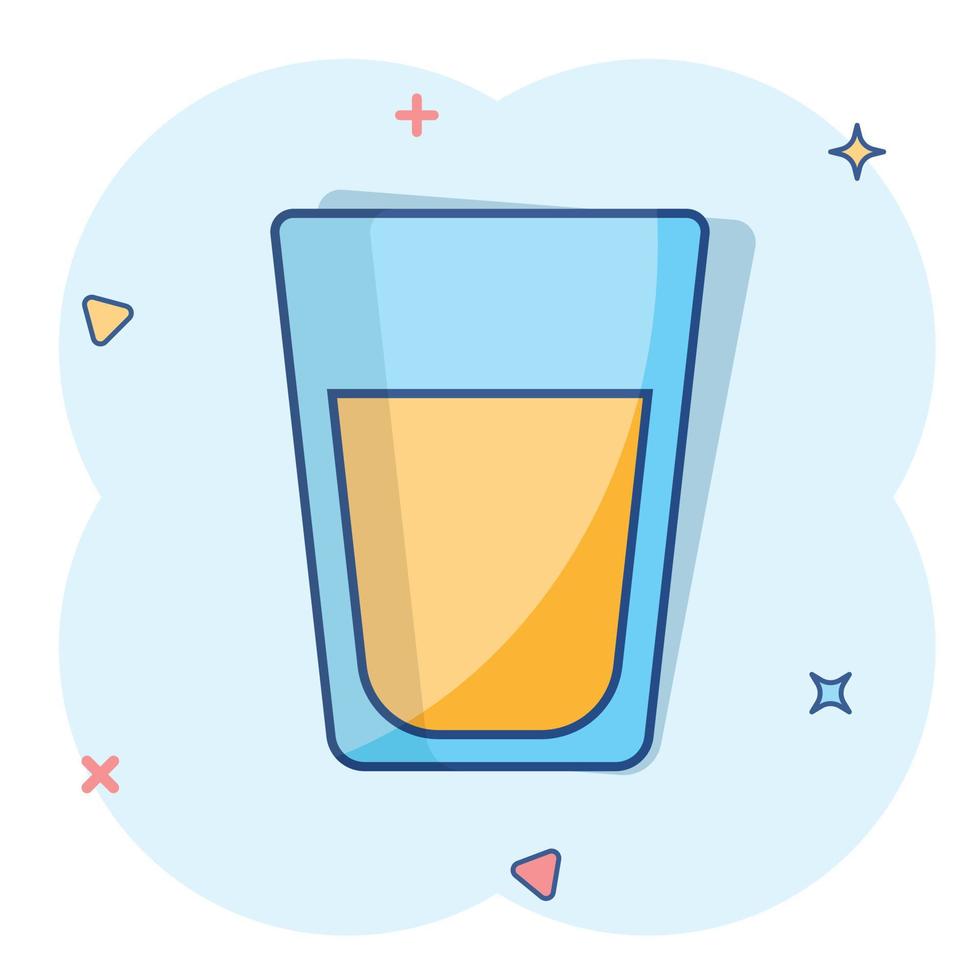 water glas icoon in grappig stijl. Frisdrank glas vector tekenfilm illustratie pictogram. vloeistof water bedrijf concept plons effect.