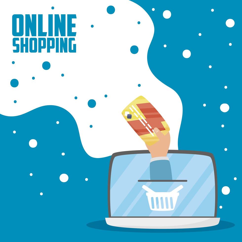 laptop met online winkel- en e-commercetechnologie vector