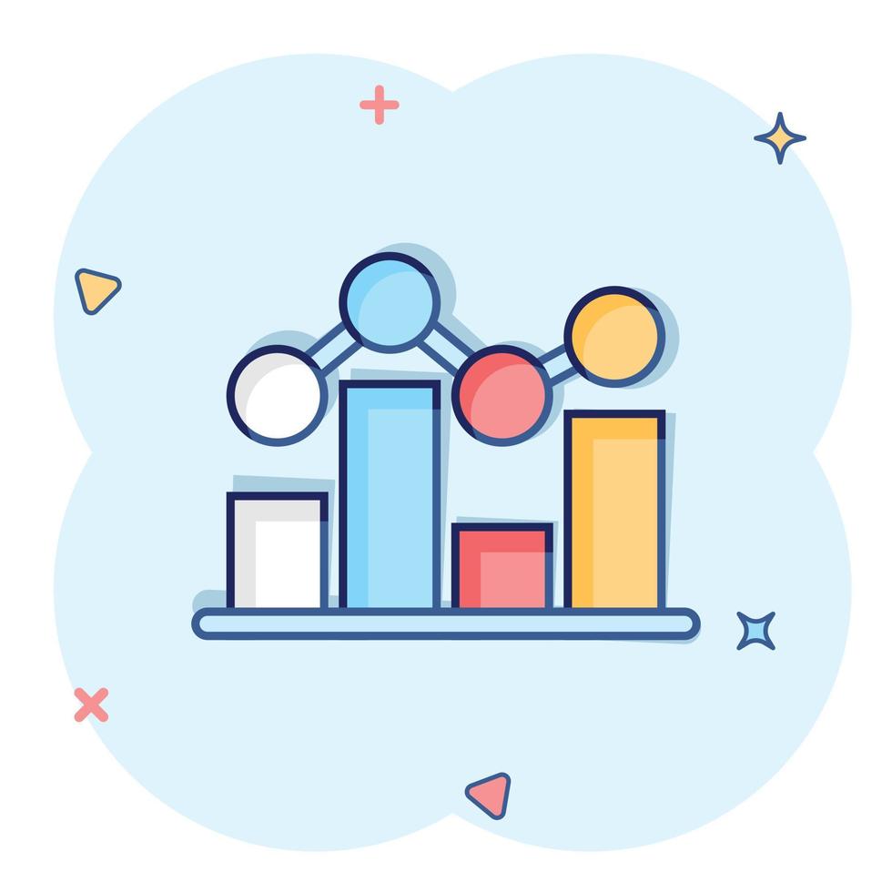 tabel diagram icoon in grappig stijl. pijl toenemen tekenfilm vector illustratie Aan wit geïsoleerd achtergrond. analyse plons effect bedrijf concept.