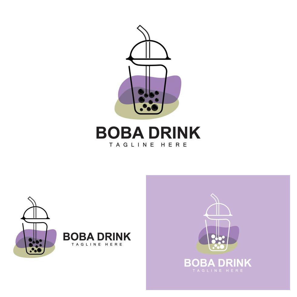 boba drinken logo ontwerp, modern gelei drinken bubbel vector, boba drinken merk glas illustratie. ontwerp geschikt voor cafés, drank merken vector