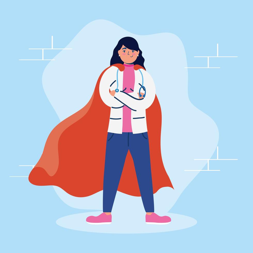 vrouwelijke arts als een superheld vector