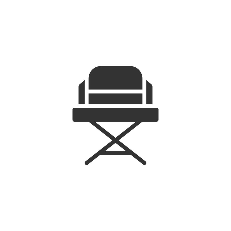 regisseur stoel icoon in vlak stijl. producent stoel vector illustratie Aan wit geïsoleerd achtergrond. film bedrijf concept.