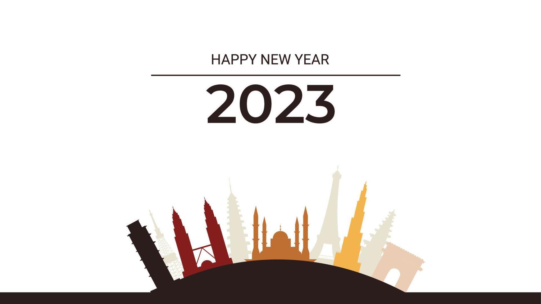viering nieuw jaar 2023 stad wereld achtergrond vector