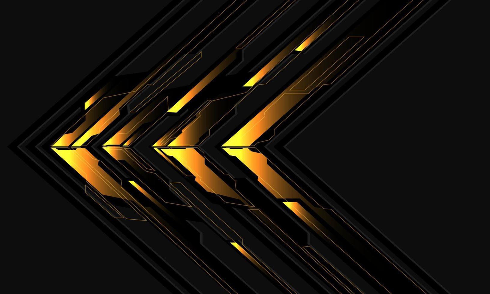 abstract zwart stroomkring geel licht cyber pijl richting Aan grijs ontwerp modern futuristische technologie achtergrond vector