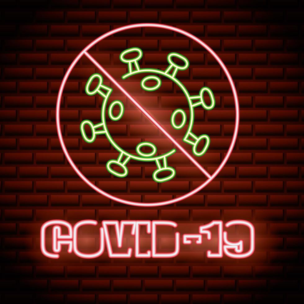 stop covid-19 neonreclame vector