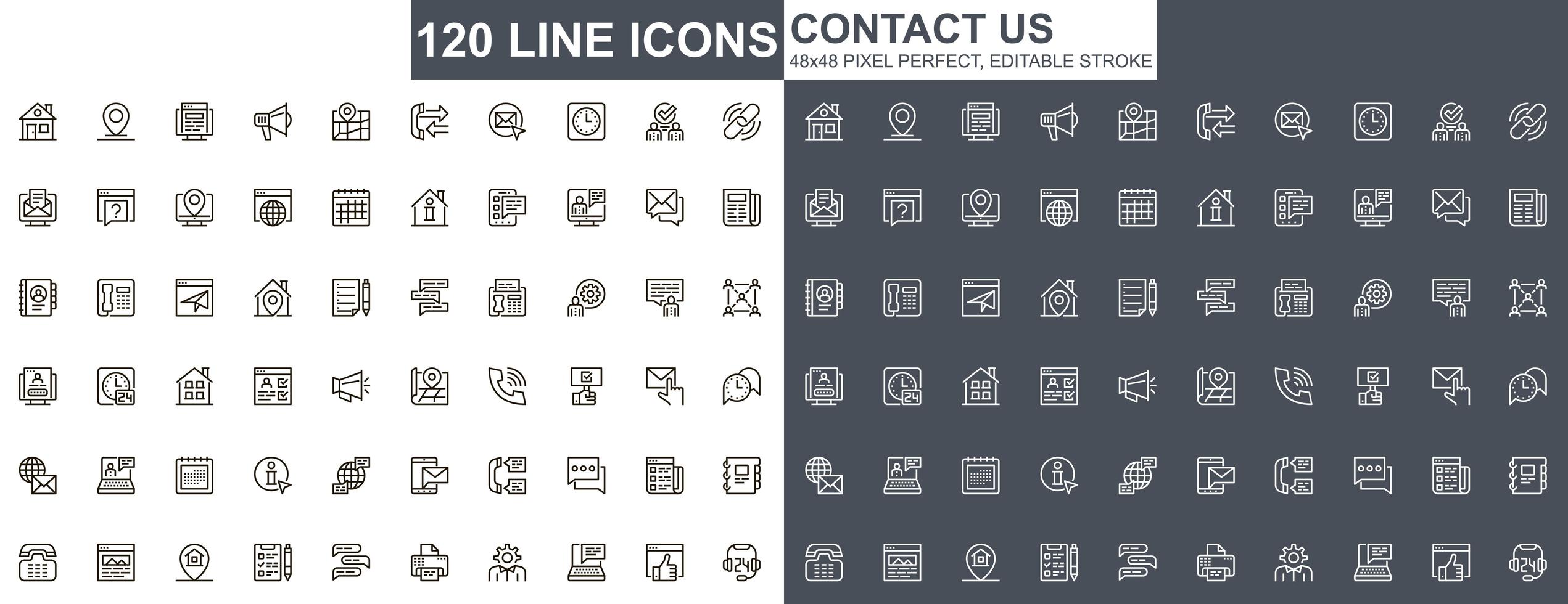 neem contact met ons op dunne lijn iconen set vector