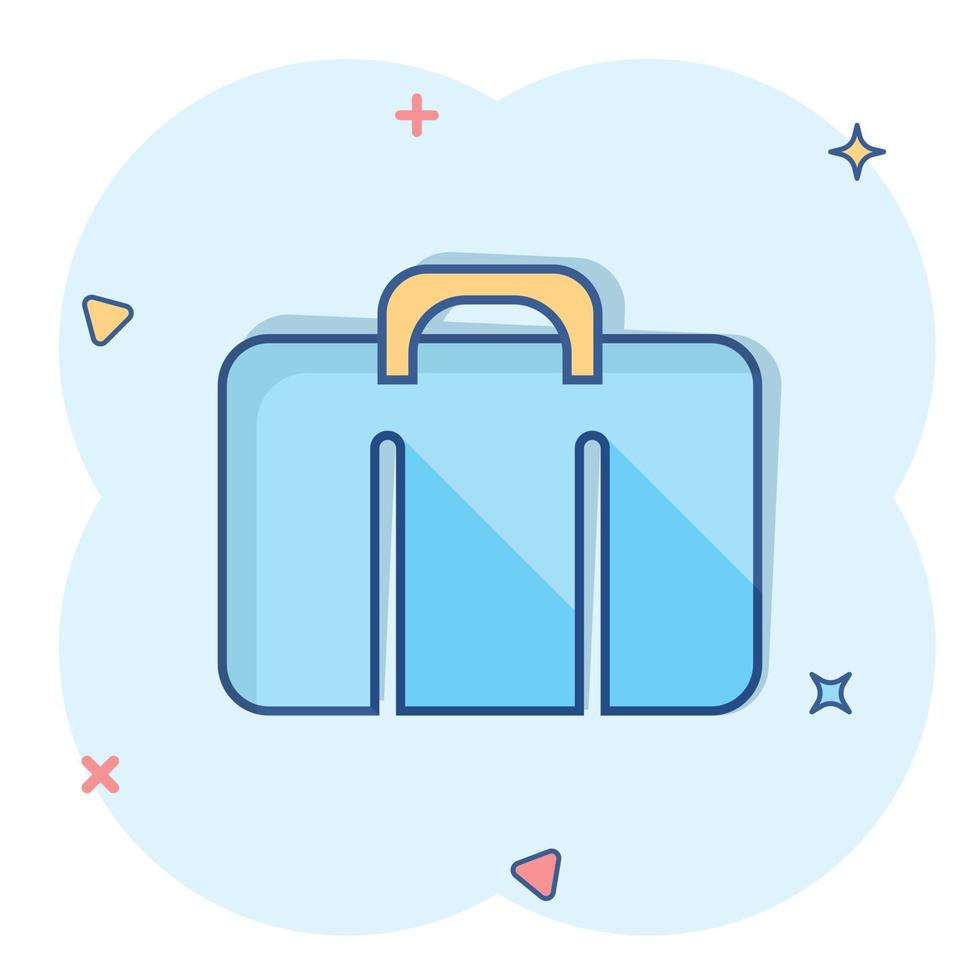 vector tekenfilm koffer icoon in grappig stijl. bagage zak teken illustratie pictogram. diplomaat geval bedrijf plons effect concept.